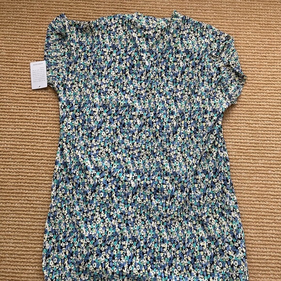 ❌ SOLD Collective Concepts Womens Crinkle blue Green Mock Neck Shirt Dress NWT - Picture 3 of 10